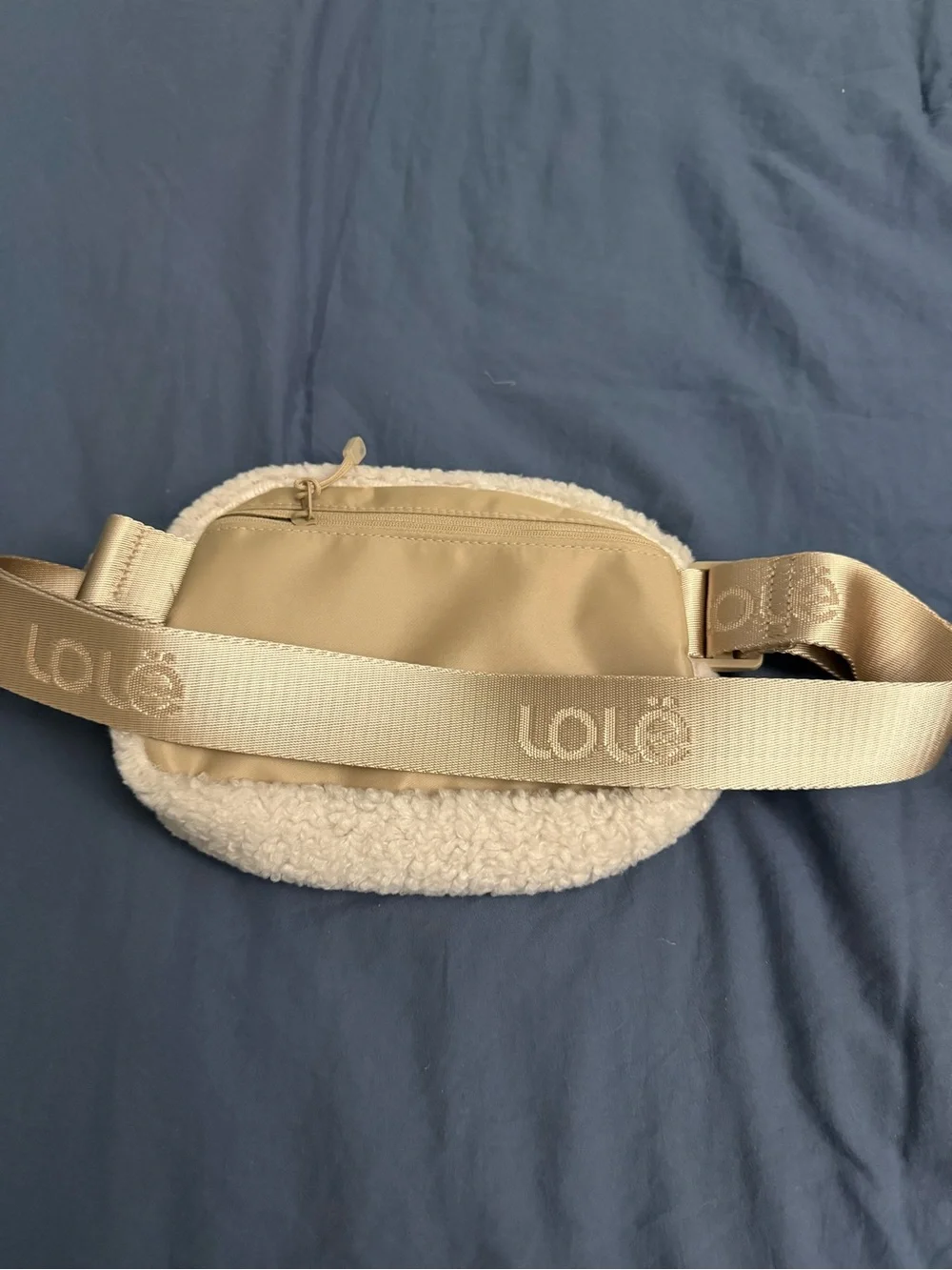 Lole Cream Faux-Sherpa Cosmetic Pouch